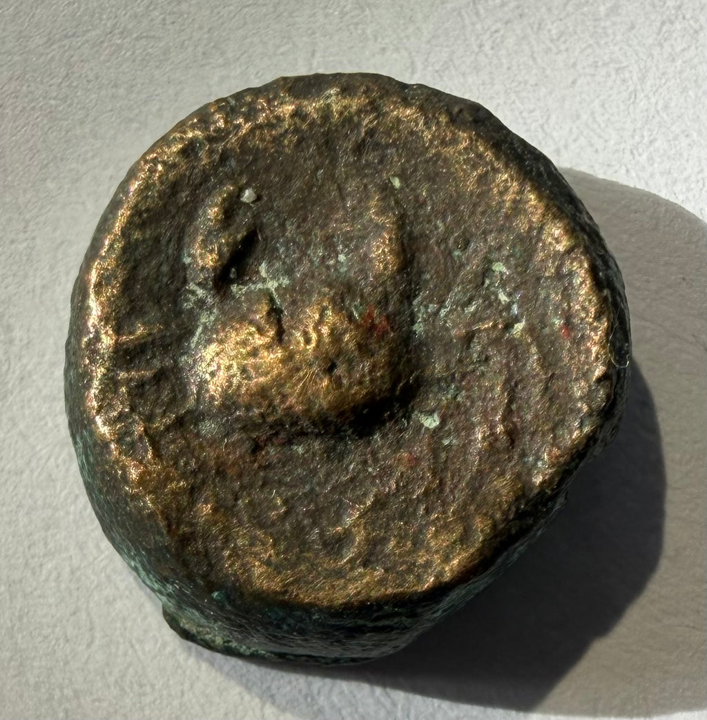 CYRENAICA 3rd c BCE .Crab-Rabbit or hare on reverse AE12-3.97 grams-undescribed?