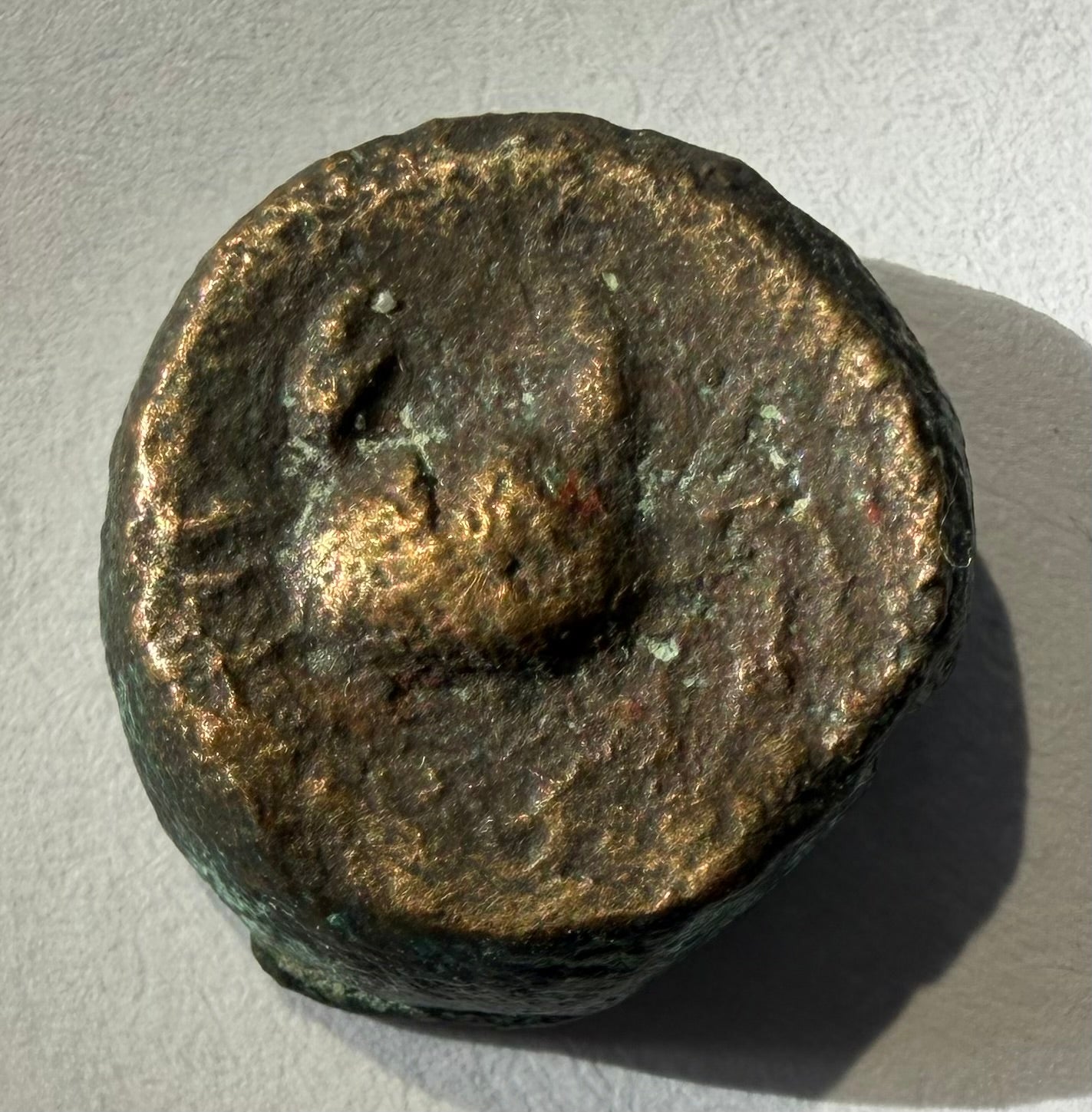 CYRENAICA 3rd c BCE .Crab-Rabbit or hare on reverse AE12-3.97 grams-undescribed?