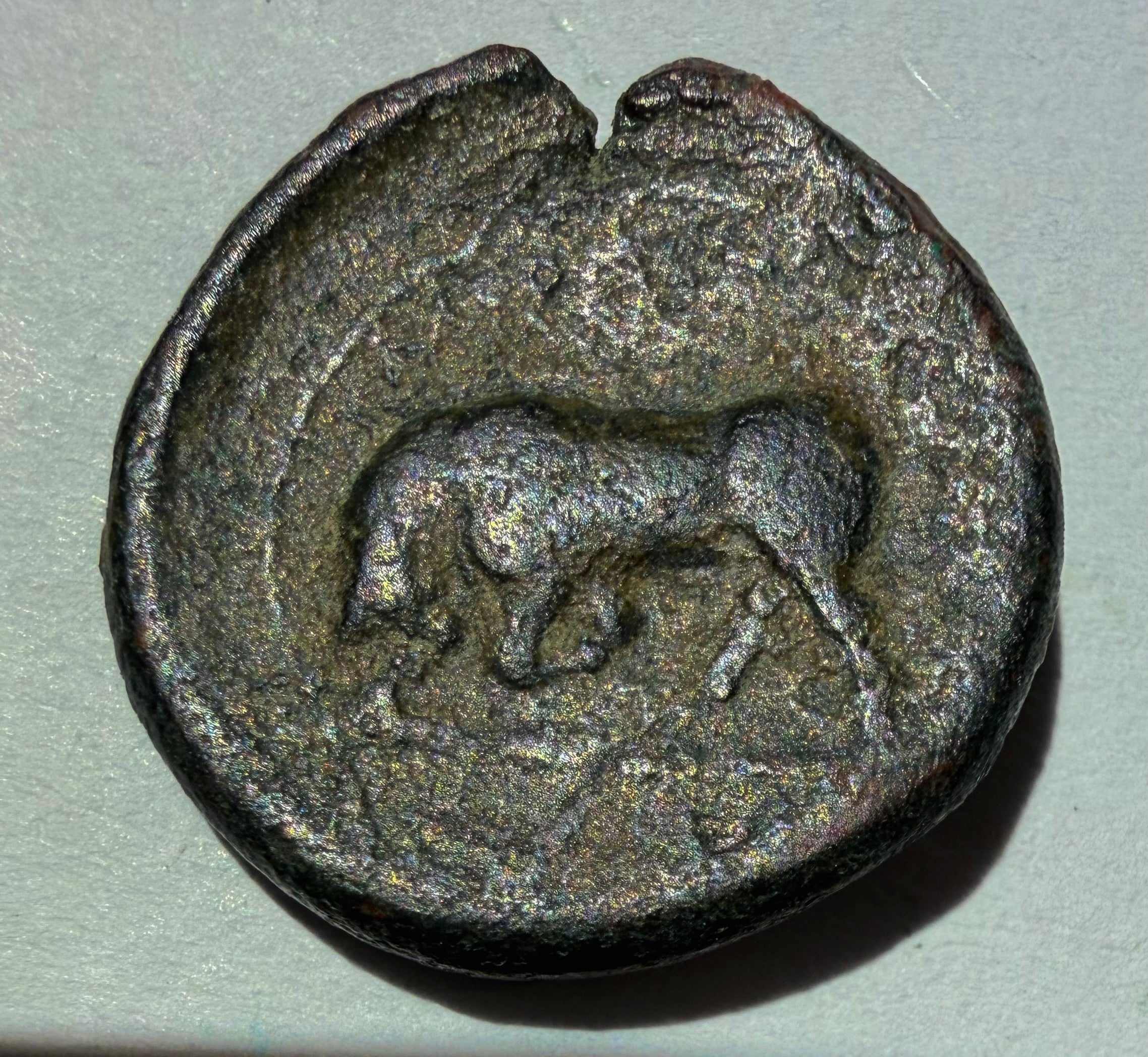 275-215 BC Syracuse Hieron II . Persephone left. Reverse Bull butting left