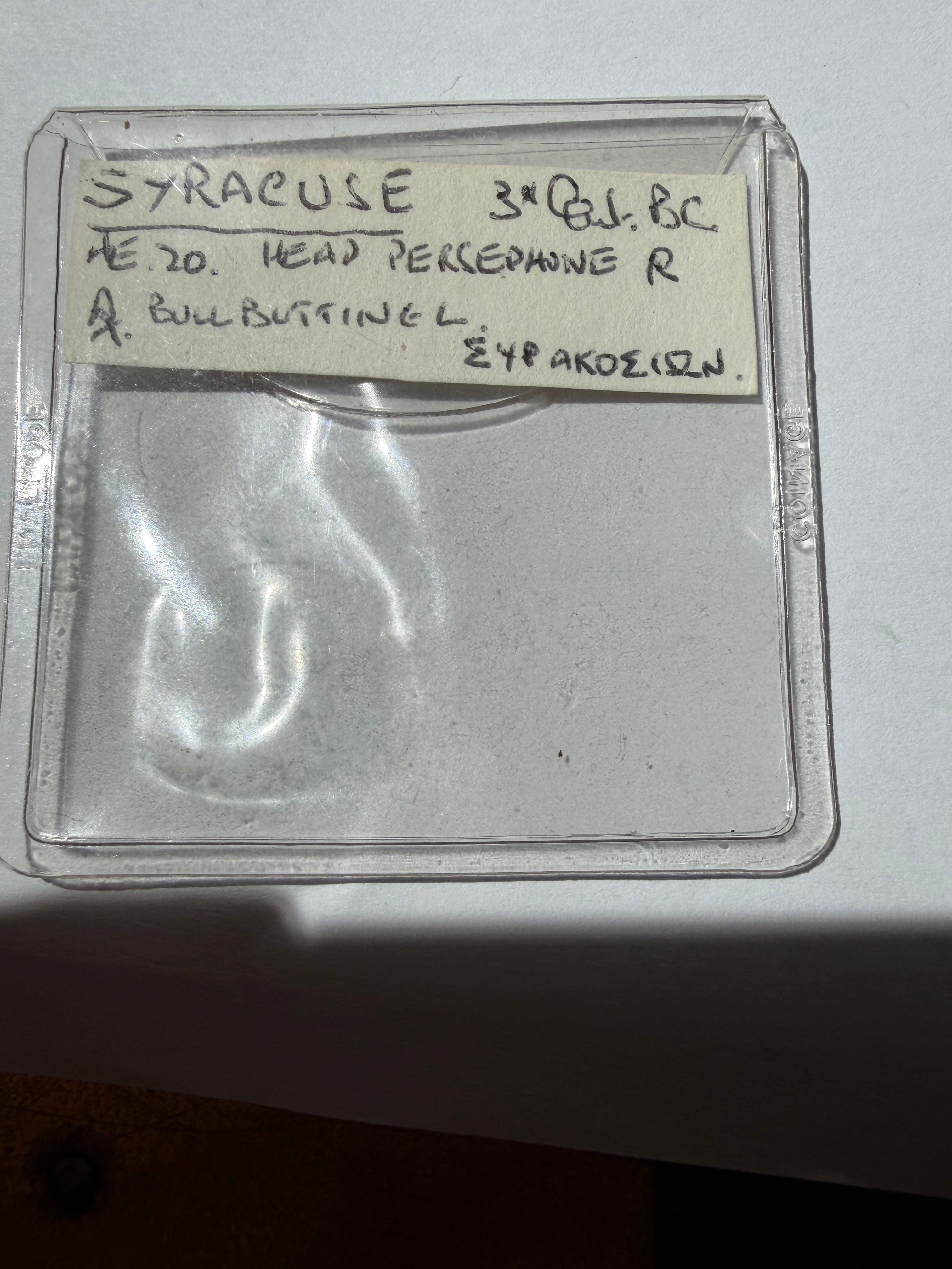 275-215 BC Syracuse Hieron II . Persephone left. Reverse Bull butting left