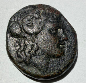 AMPHAXITIS District THESSALONICA Macedonia 168BC Greek AE24  DIONYSUS GOAT