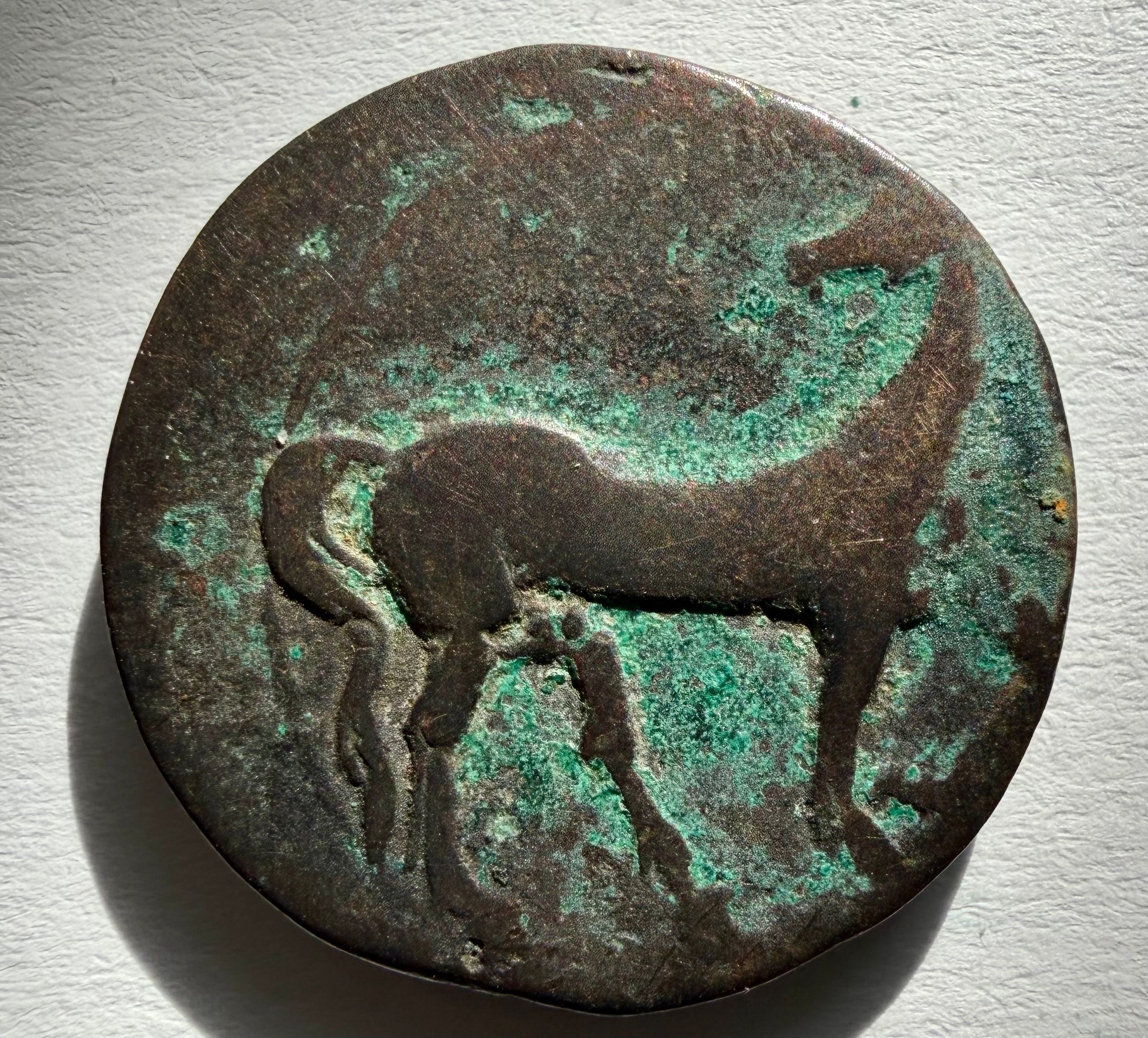 CARTHAGE,C 215-201 BC. Æ Shekel (24mm). Carthage.Head of Tanit left, horse right