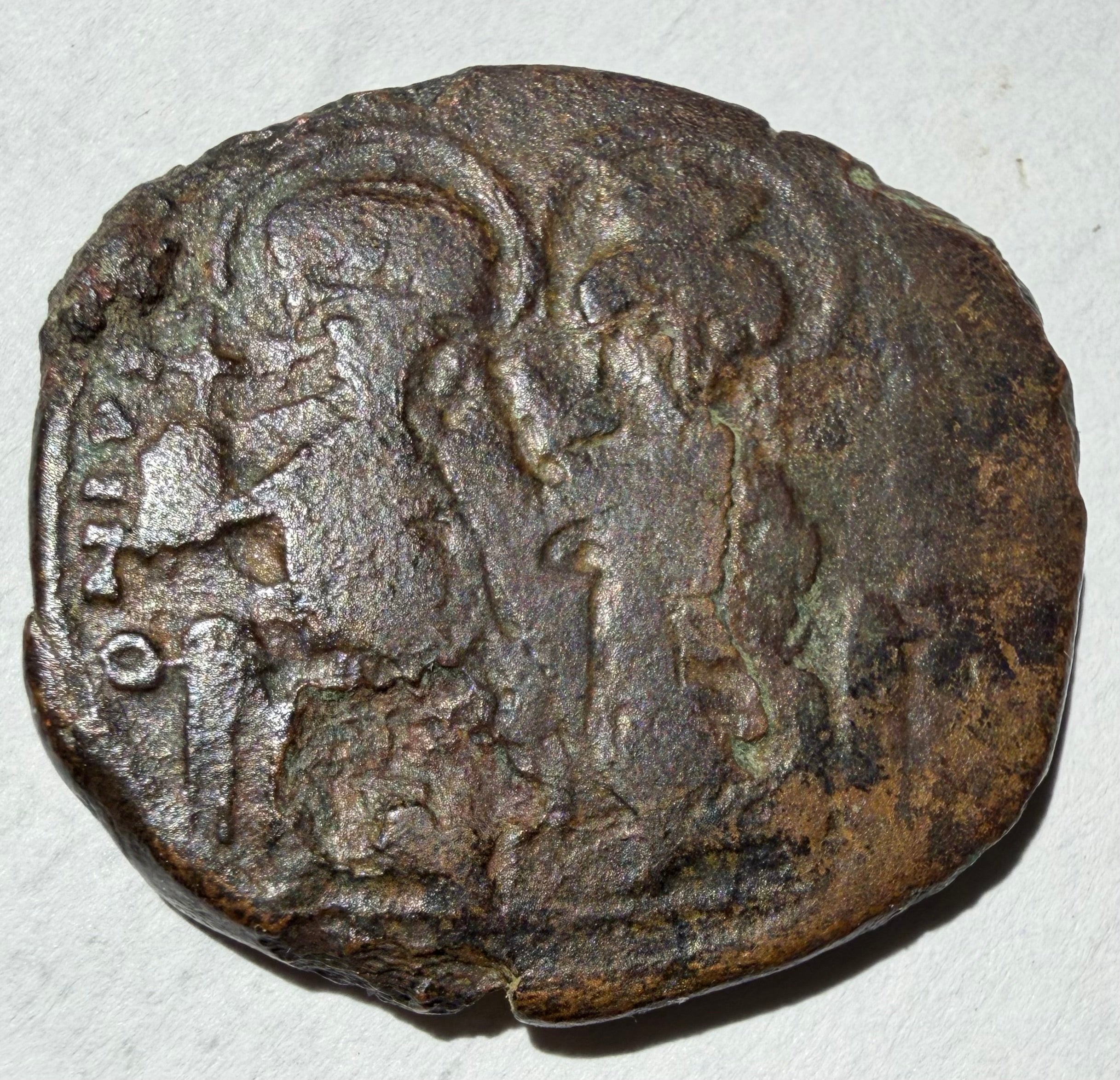Constans II follis-year 3 Constantinople-Gamma-Overstrike on Heraclius coin