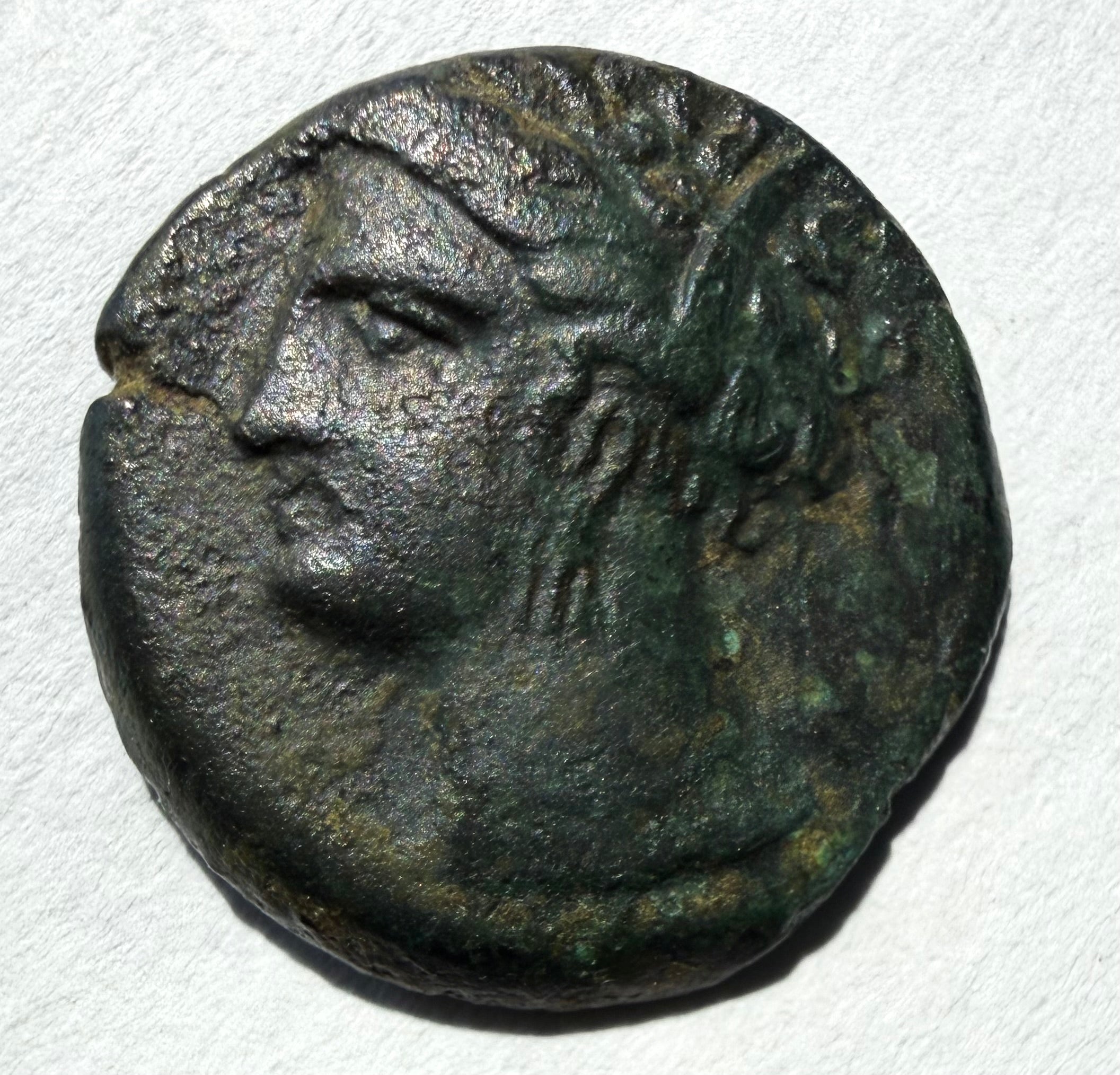 Carthage ae16.Head of Tanit left. Horse standing right palm behind 3rd centuryBC