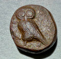 SICILY, Kamarina. AE Tetras, circa 420-405 BC. Athena / Owl grasping lizard