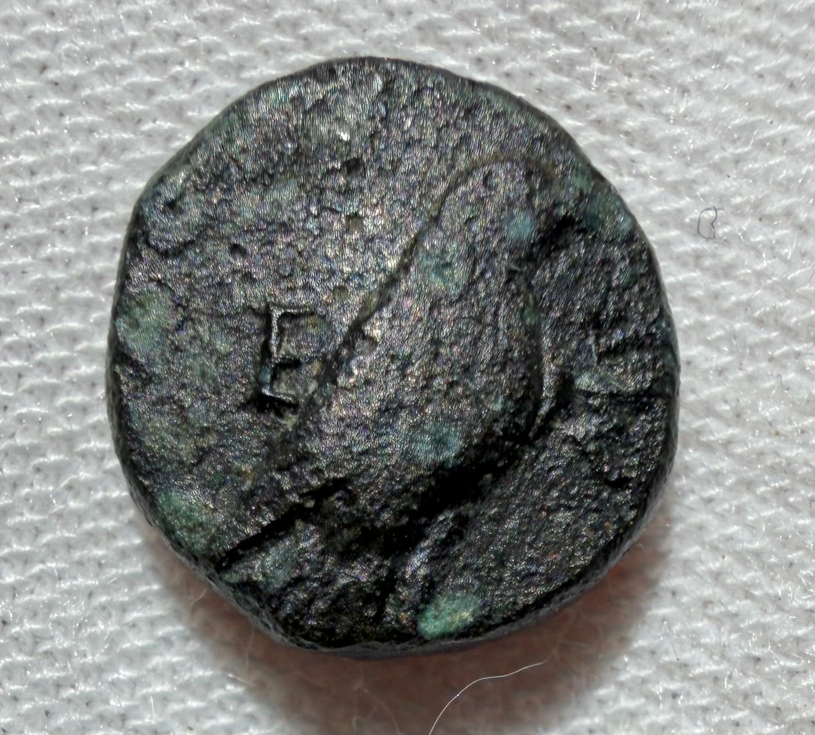 Kyme in Aiolis. Eagle and cup. Circa 350–250 BCE. AE10. 1.68 grams
