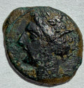 Carthage ae17.Head of Tanit left. Horse standing right palm behind 3rd centuryBC