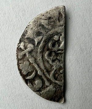 King John Short Cross Cut Half Penny-5b- London