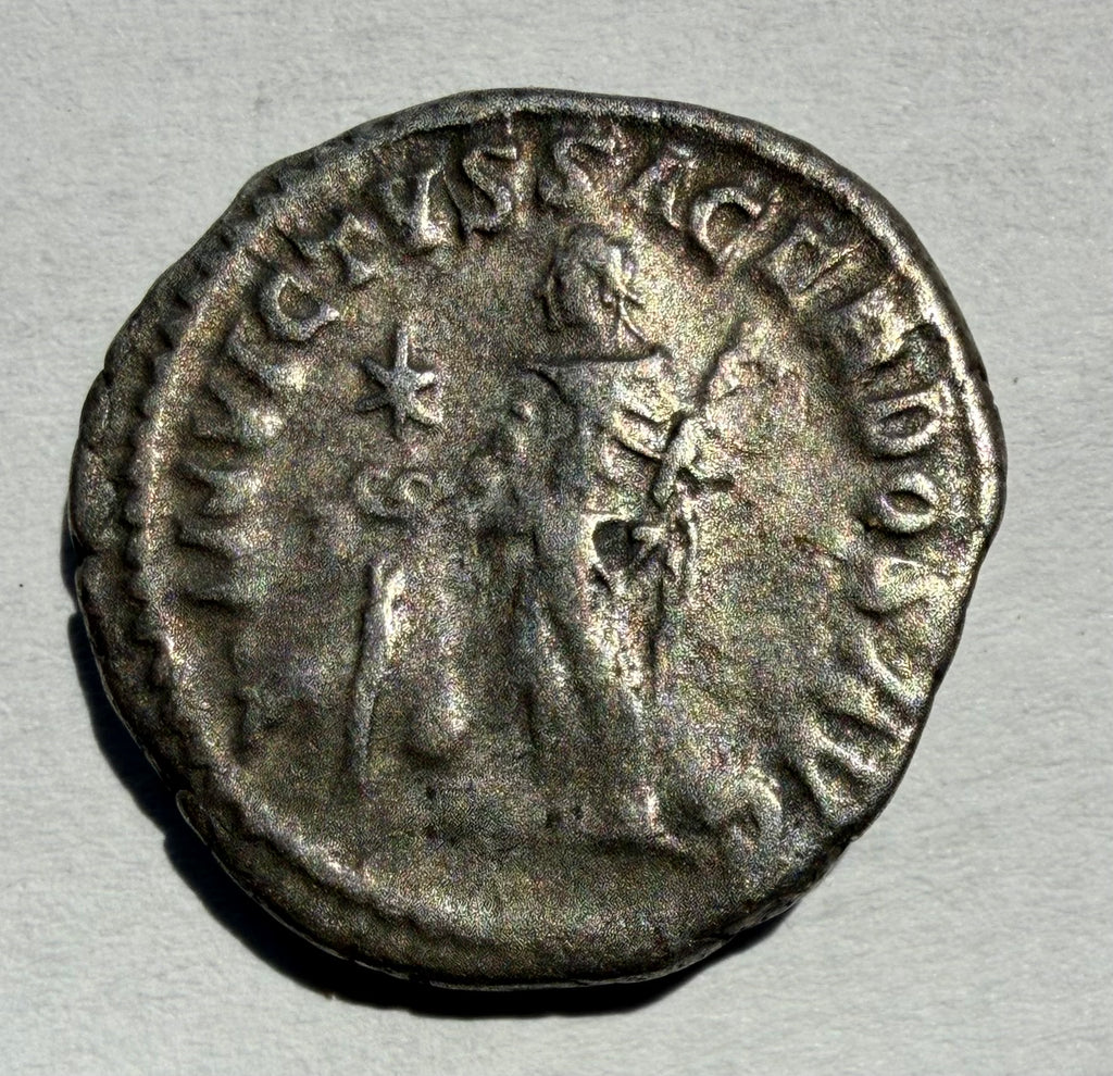 High grade denarius of Emperor Elagabalus (AD 218-222)-Invictus Sacerdos