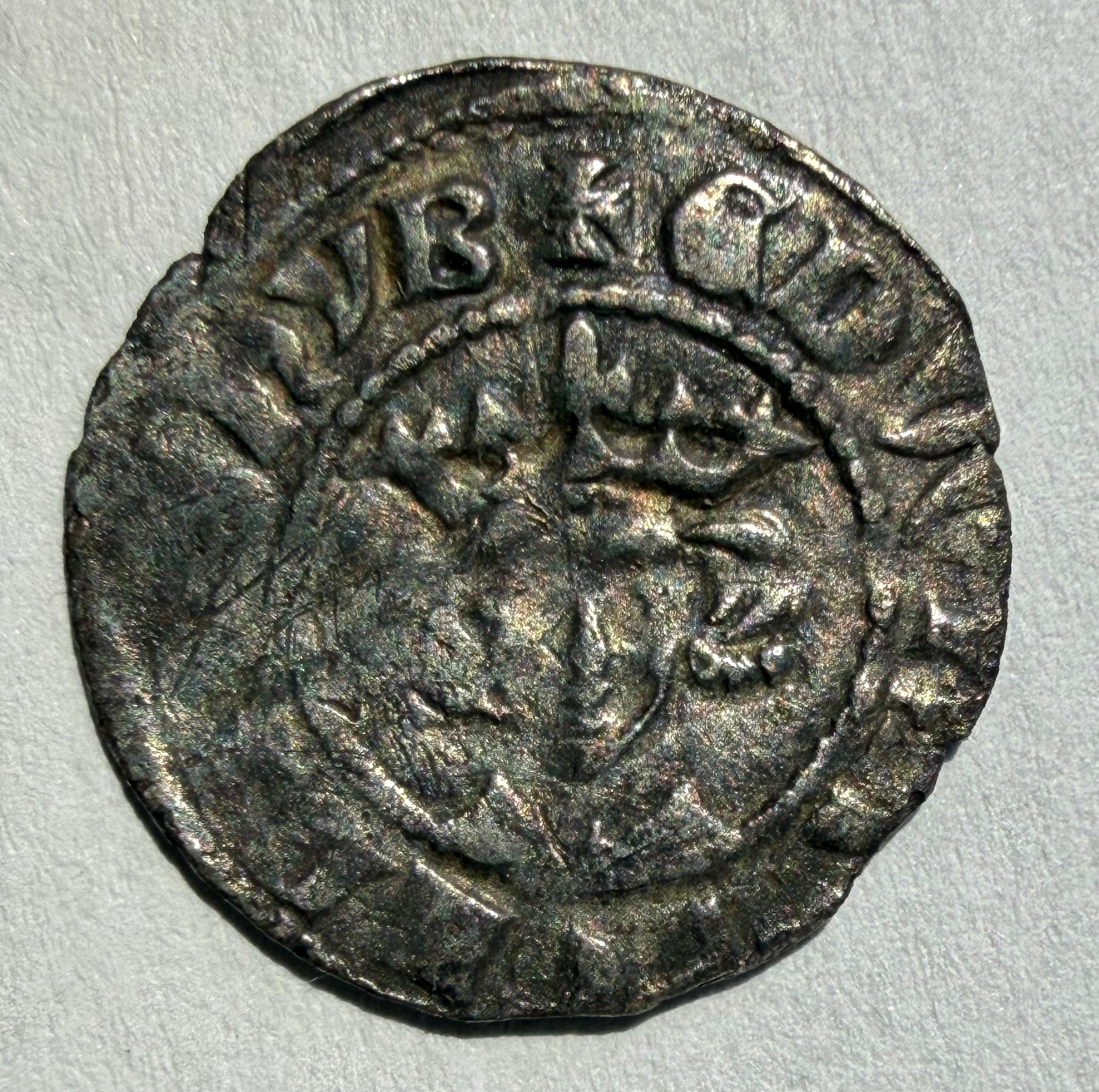 Edward I penny, class 9b, star on breast. London