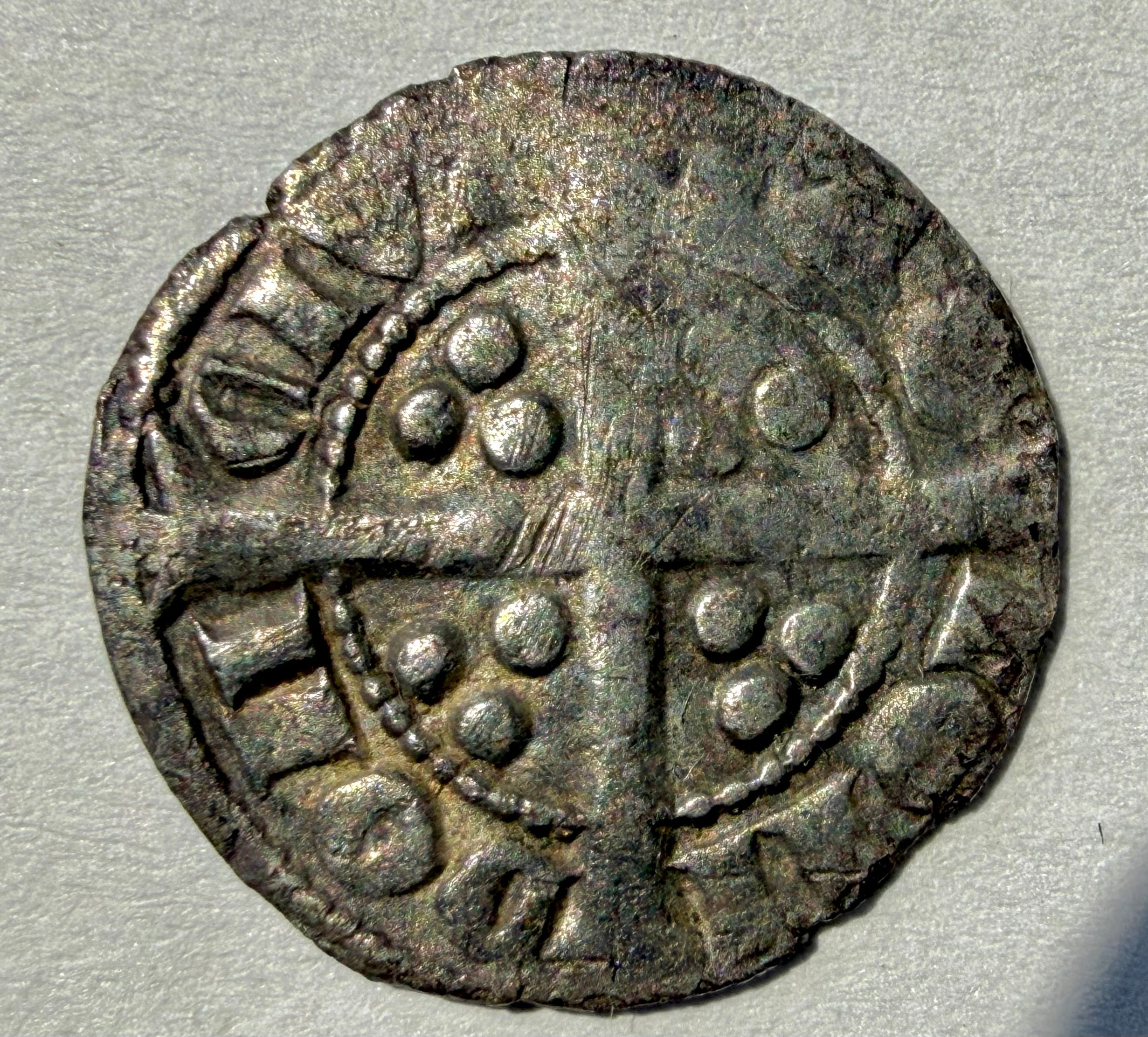 Edward I penny, class 9b, star on breast. London
