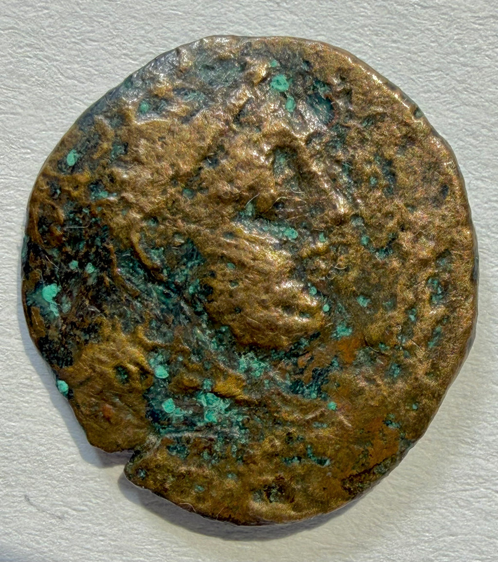 Cyrene AE Bronze Dichalkon Magas as Governor Apollo Lyre Crab 18mm