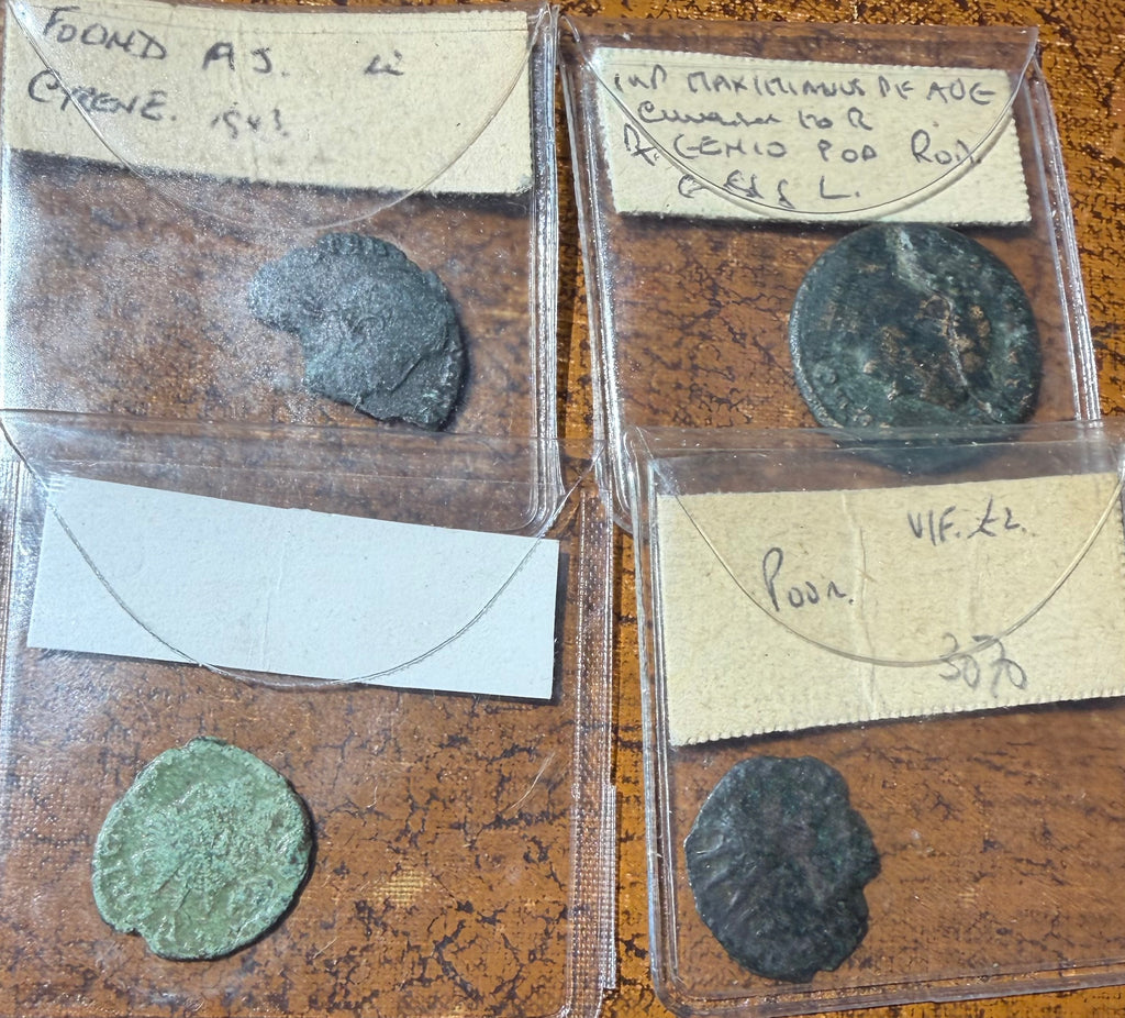 4 low grade Roman coins from old collection