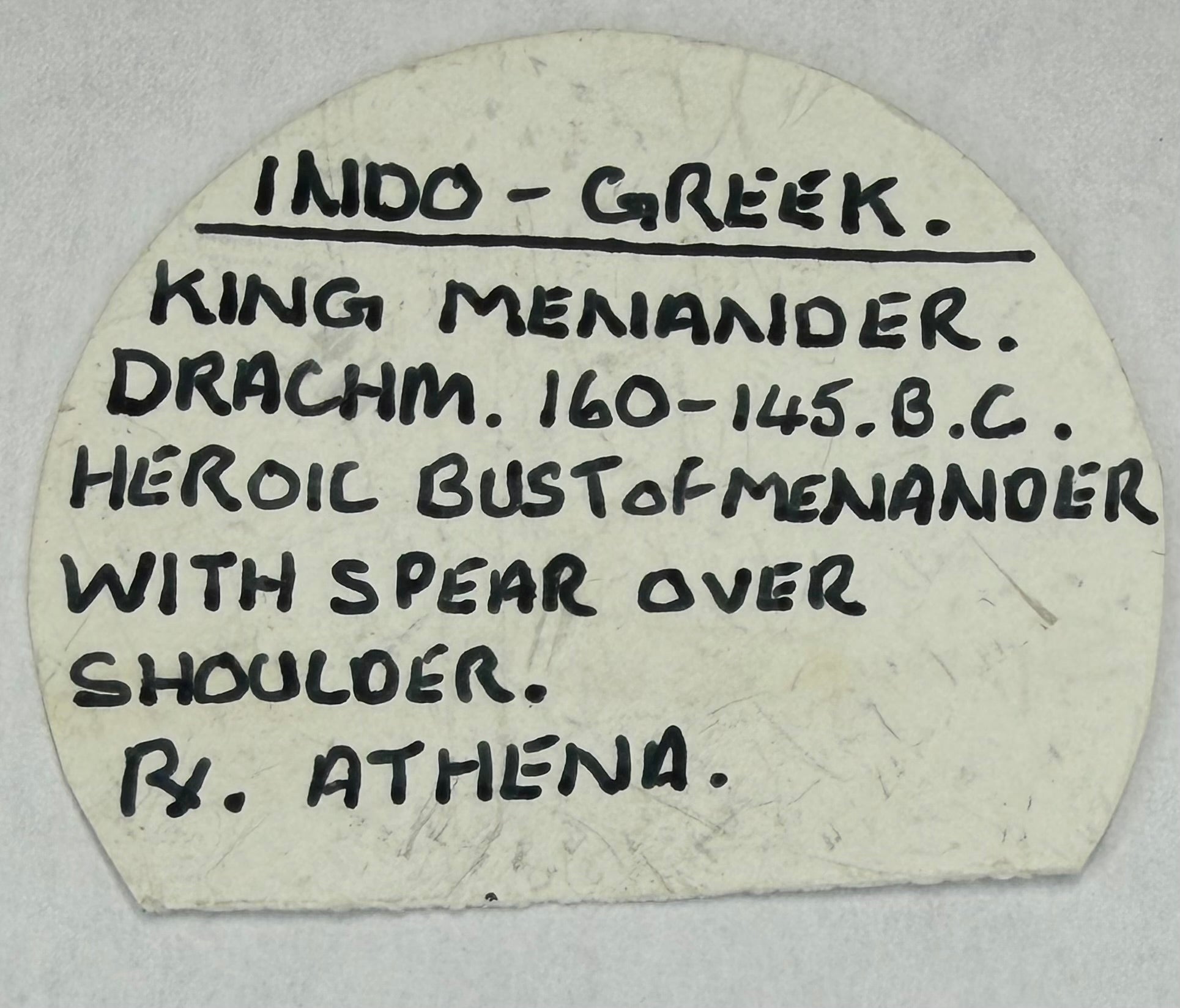 Indo-Greek Menander I Silver Drachm 160-145 BC)Heroic Bust /Athena -Spink ticket
