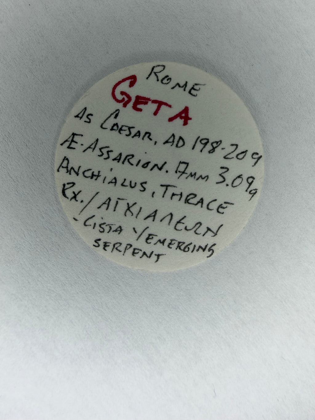 Geta, Assarion, Cista emerging serpent-Old ticket