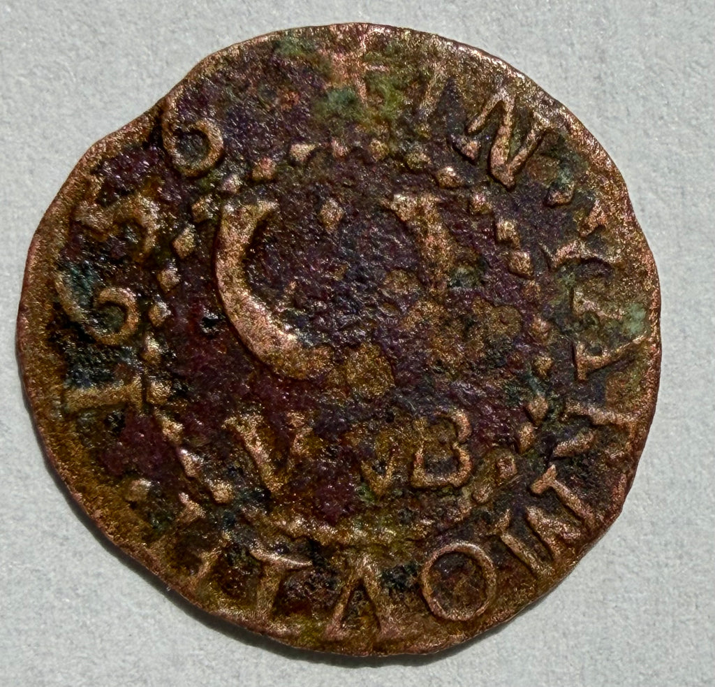 17th c token William Bateman of Yarmouth in Norfolk 1656 farthing token, bugle