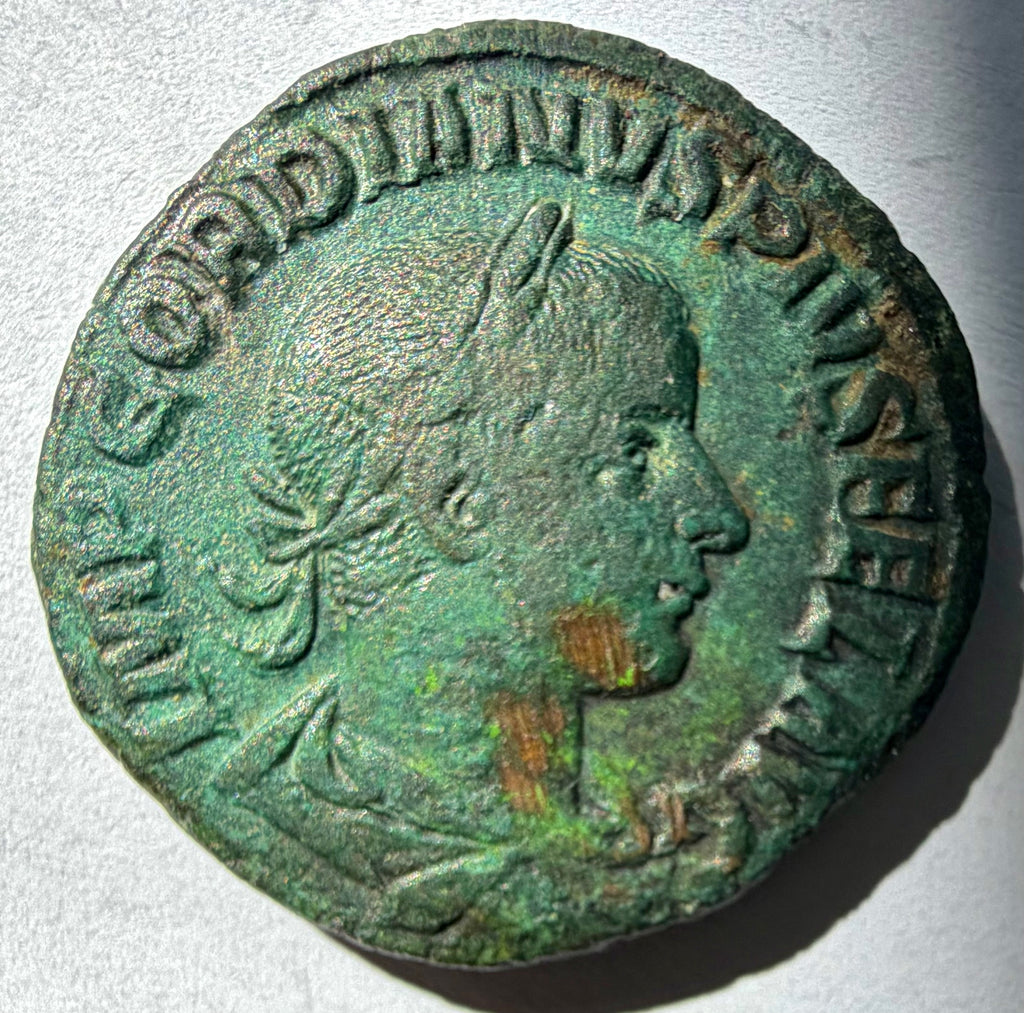 Gordian III Sestertius, Apollo seated, RIC IV-303a, Ex Noonans