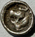 Ancient Greek Hemiobol - Caria, Mylasa (c. 5th c BC) - Lion & Stag -0.26 grams