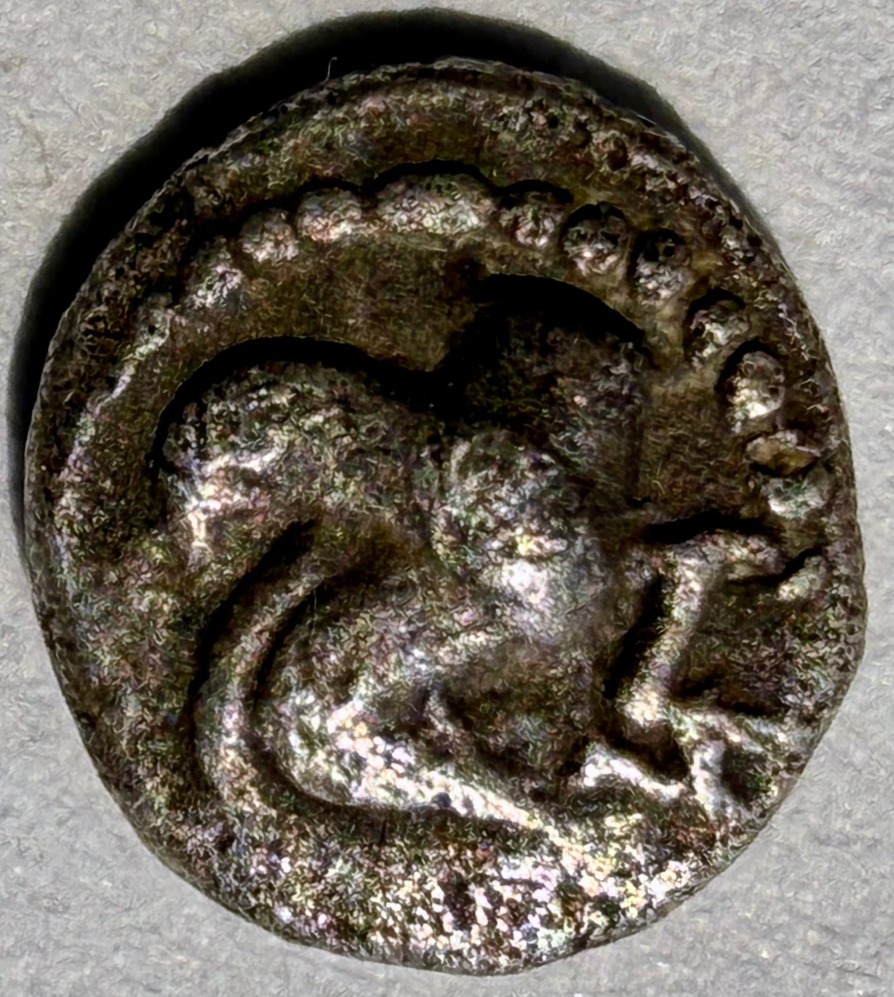 Ancient Greek Hemiobol - Caria, Mylasa (c. 5th c BC) - Lion & Stag -0.26 grams