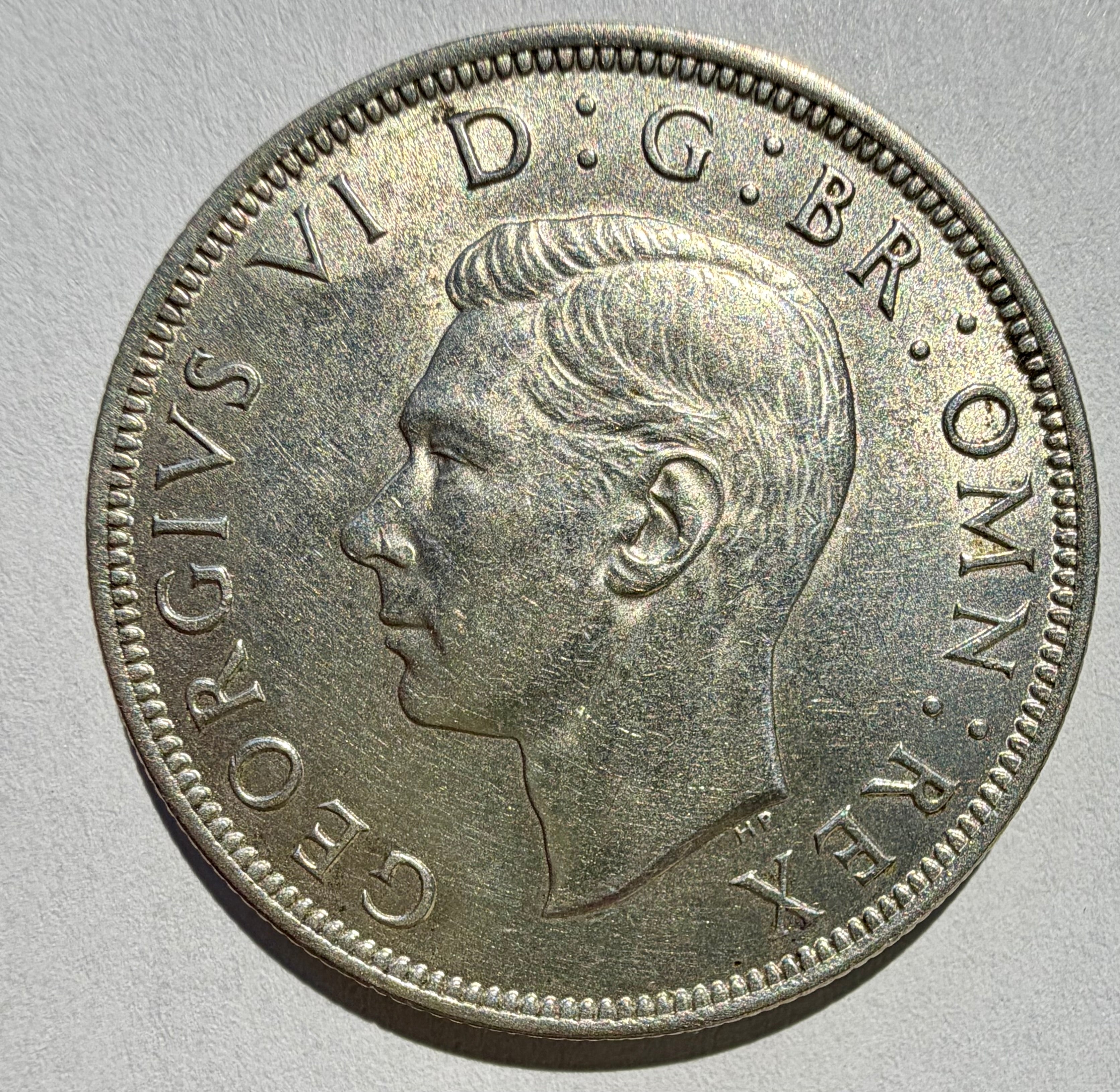1945 Silver Half Crown - George VI - Excellent lustrous coin