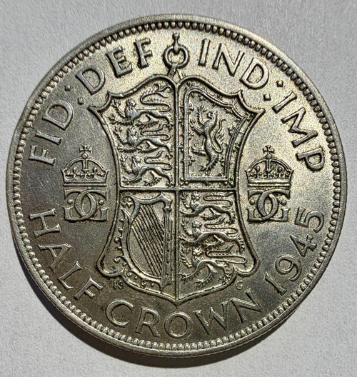 1945 Silver Half Crown - George VI - Excellent lustrous coin