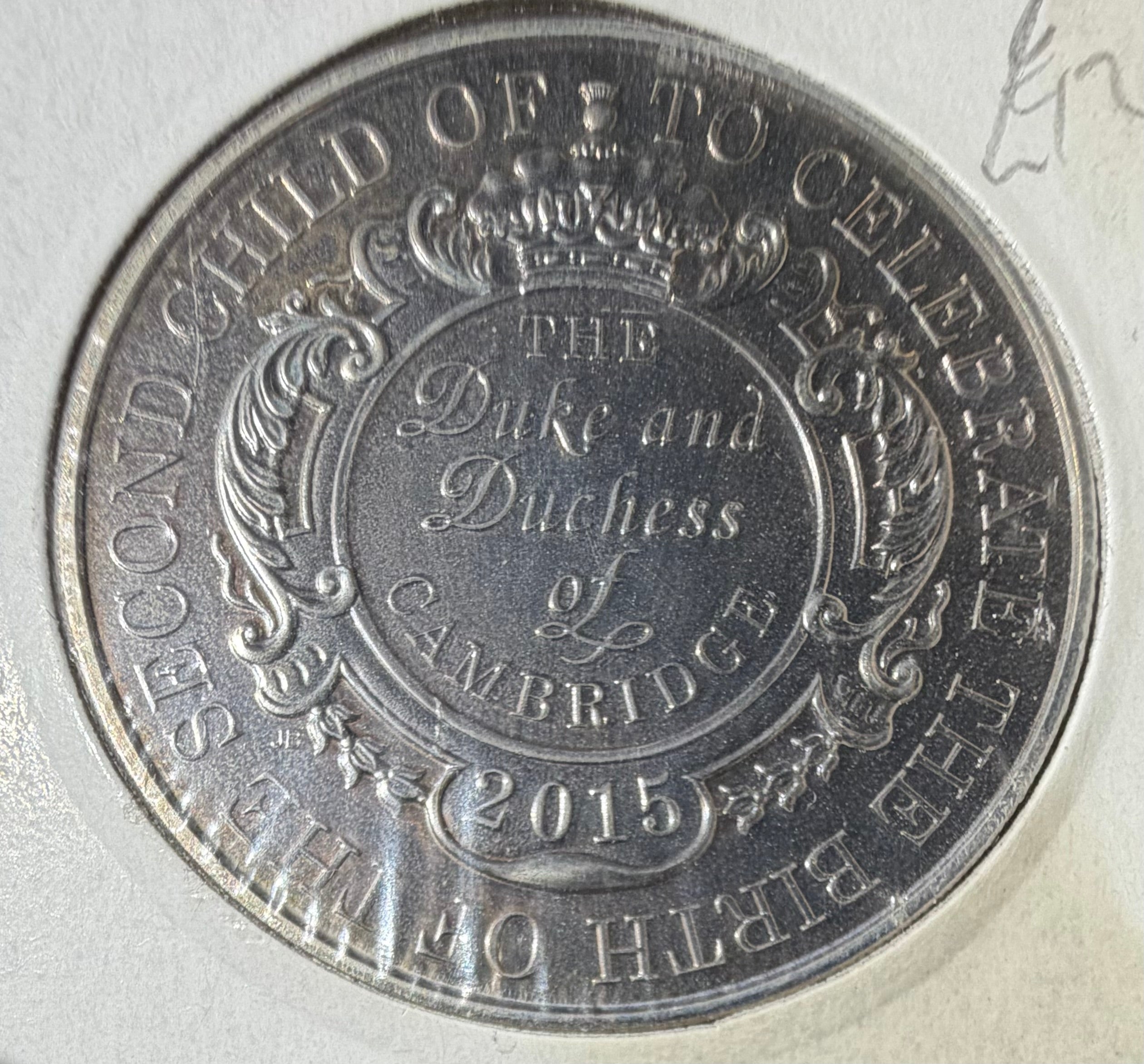 2015 The Royal Birth Duke + Duchess of Cambridge five pounds £5