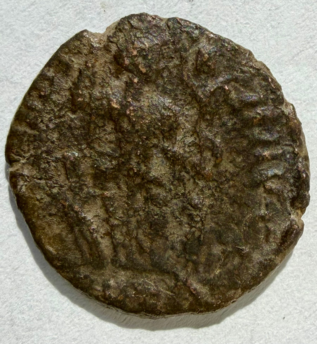 Honorius AE3 Roman Bronze Coin - Constantinopolis Enthroned - CONCORDIA AVGG