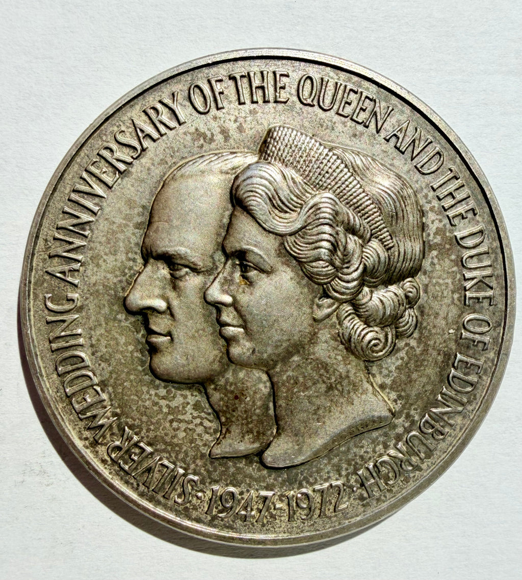 1972 Silver Wedding Medal by John Pinches Queen Elizabeth Sterling Silver 62g