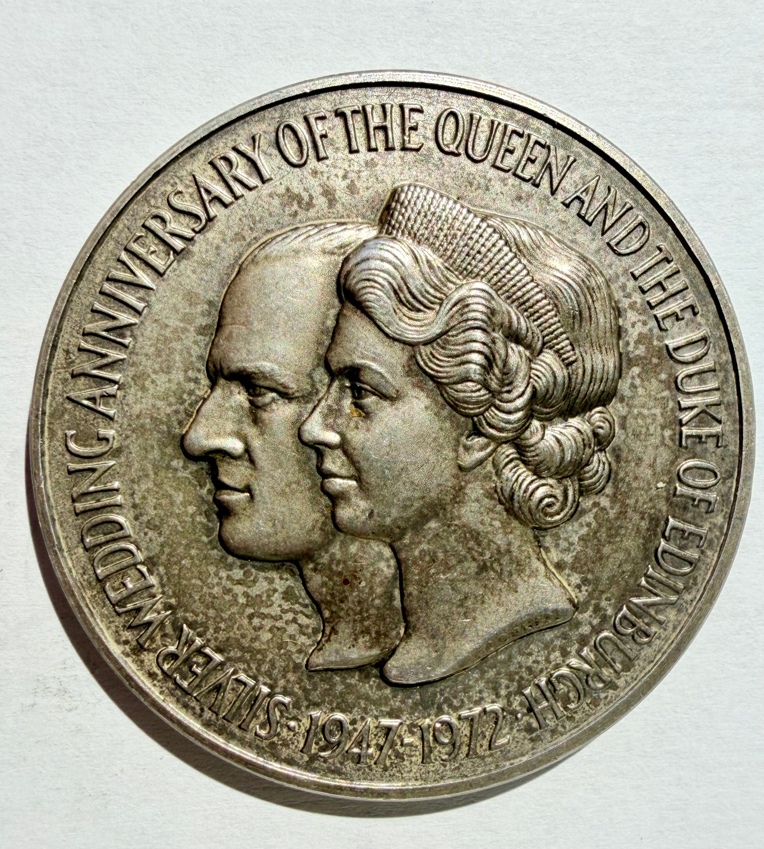 1972 Silver Wedding Medal by John Pinches Queen Elizabeth Sterling Silver 62g