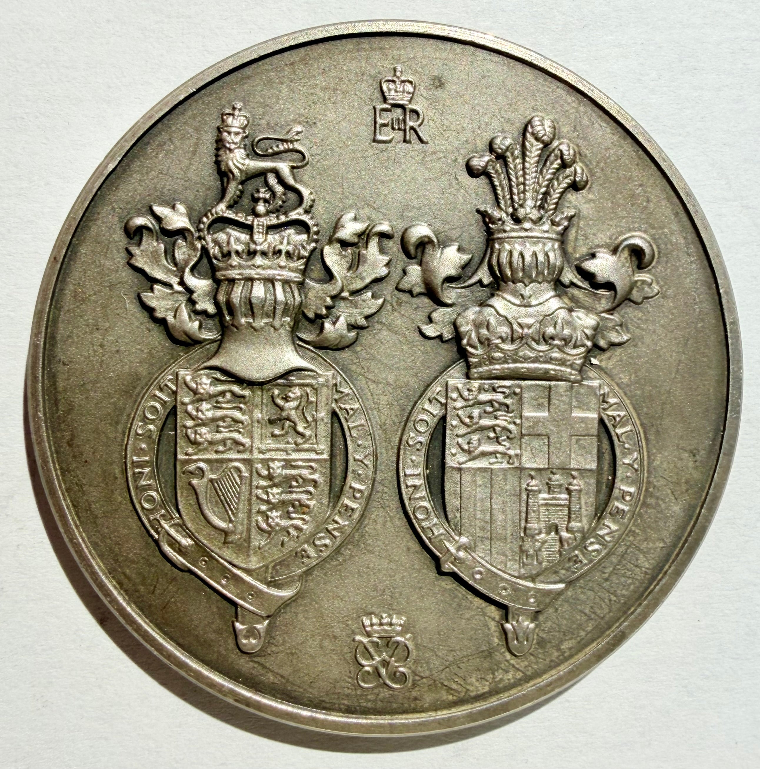 1972 Silver Wedding Medal by John Pinches Queen Elizabeth Sterling Silver 62g