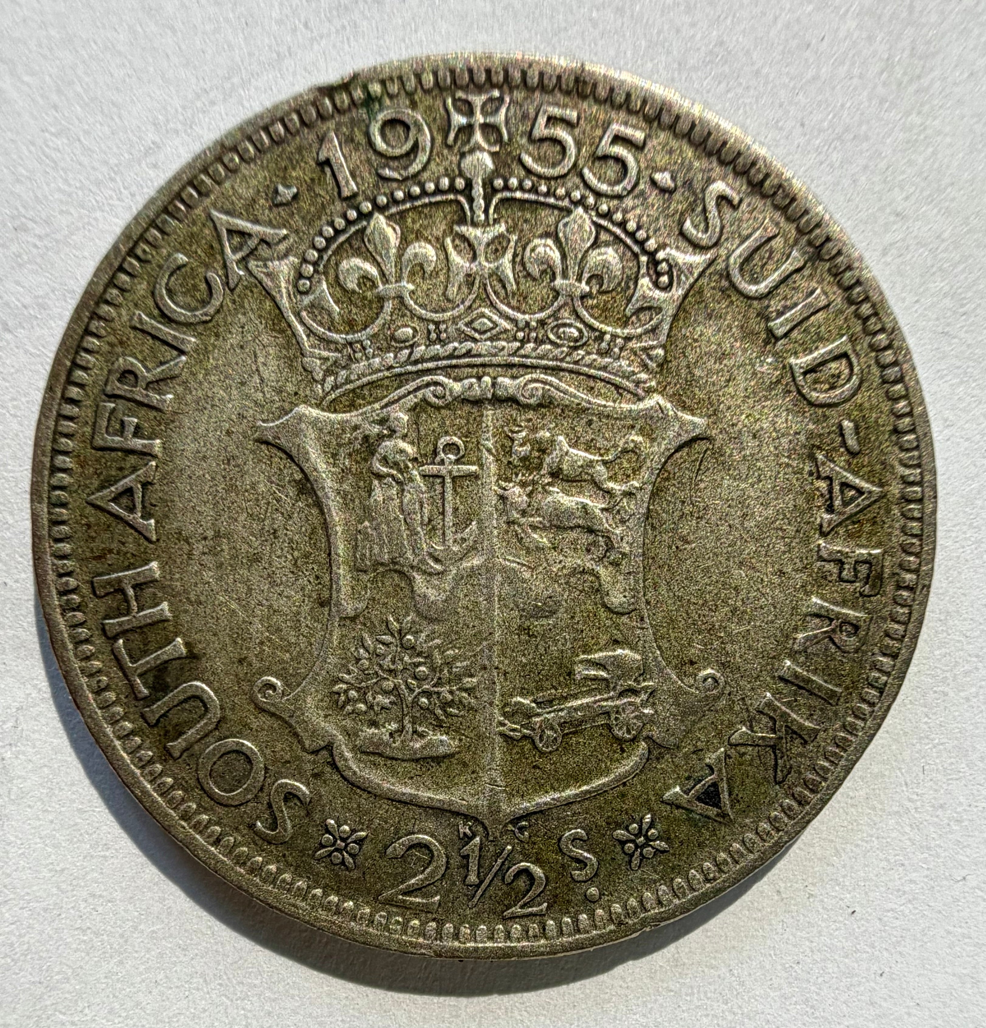 1955 South Africa 2-1/2 Shillings coin