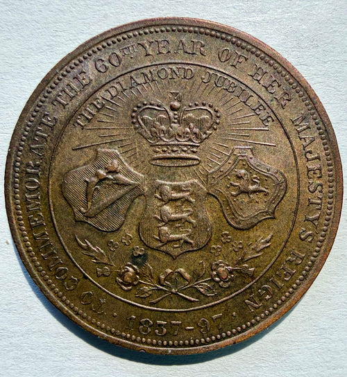 1897 Queen Victoria Diamond Jubilee Medal - Four Generations Royal Family Bronze
