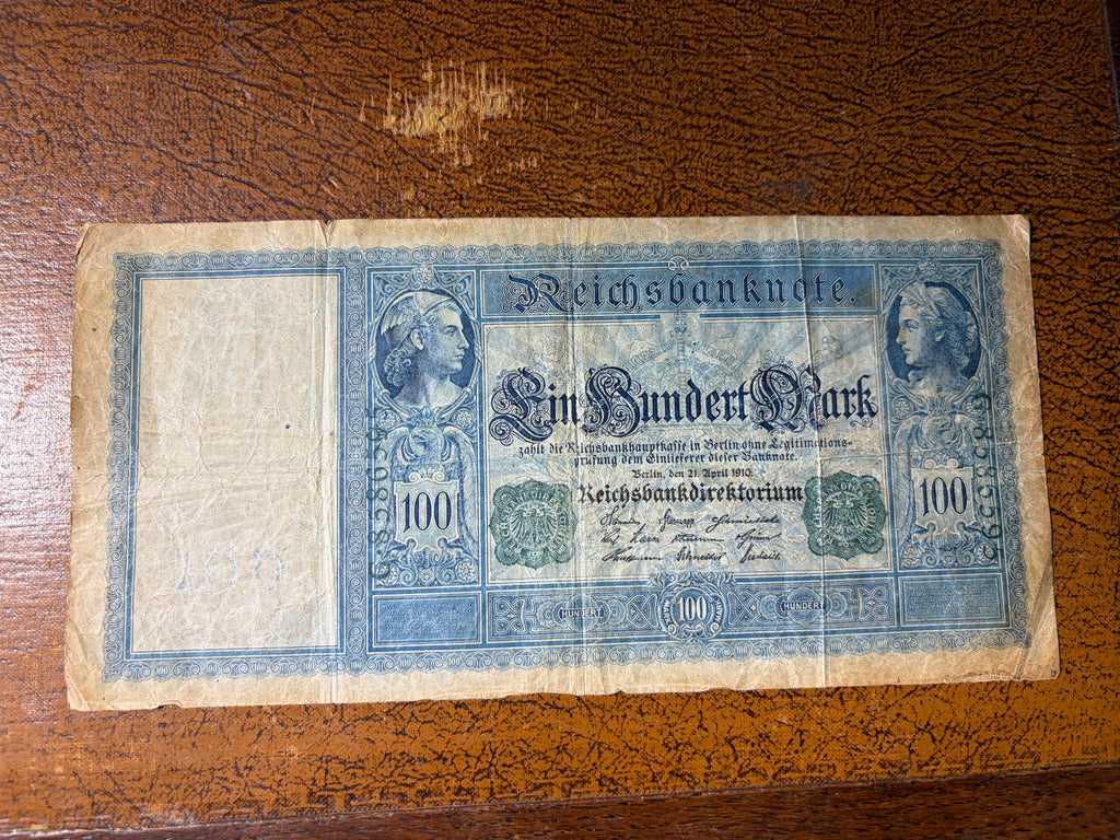 1910 Germany 100 Mark Banknote - "Blue Back" - April 21 1910
