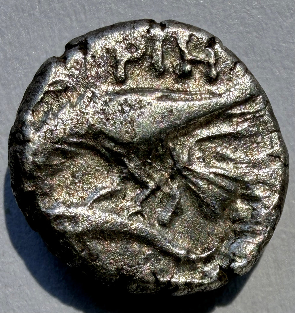 Ancient Greece Moesia Istros AR Diobol c.400-350BC Inverted Heads Eagle Dolphin