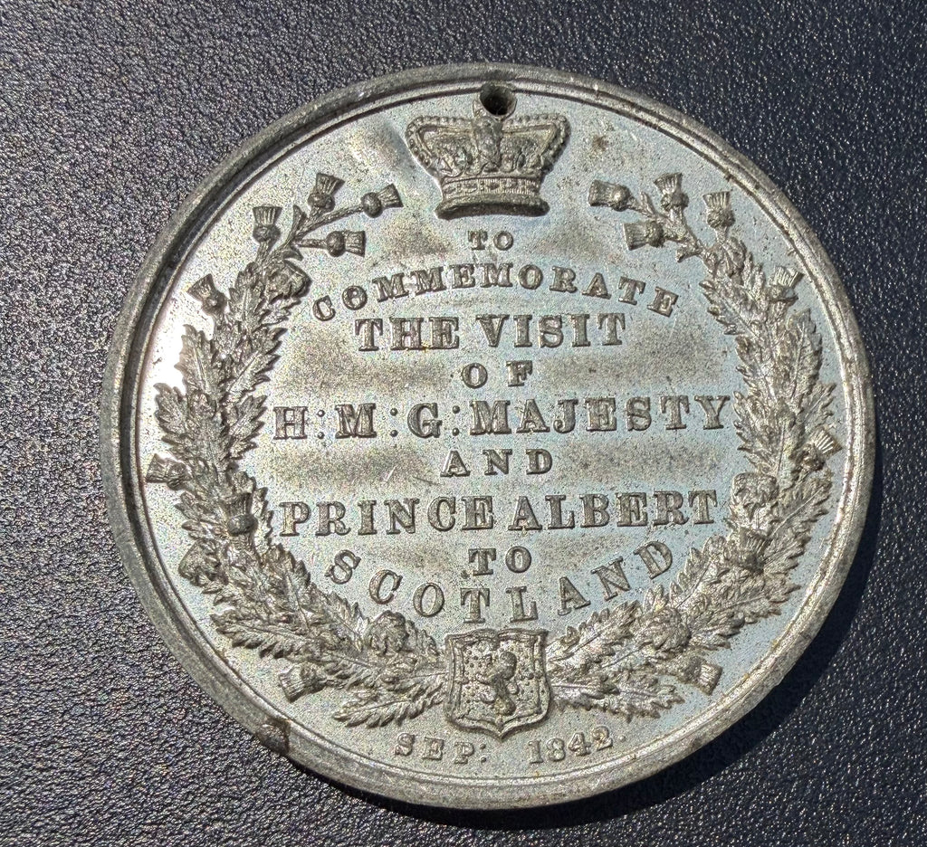 Queen Victoria 1842 Royal Visit Scotland Commemorative Medal 43mm White Metal