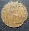1967 Queen Elizabeth II Pre-Decimal One Penny – Striking Rim Clip