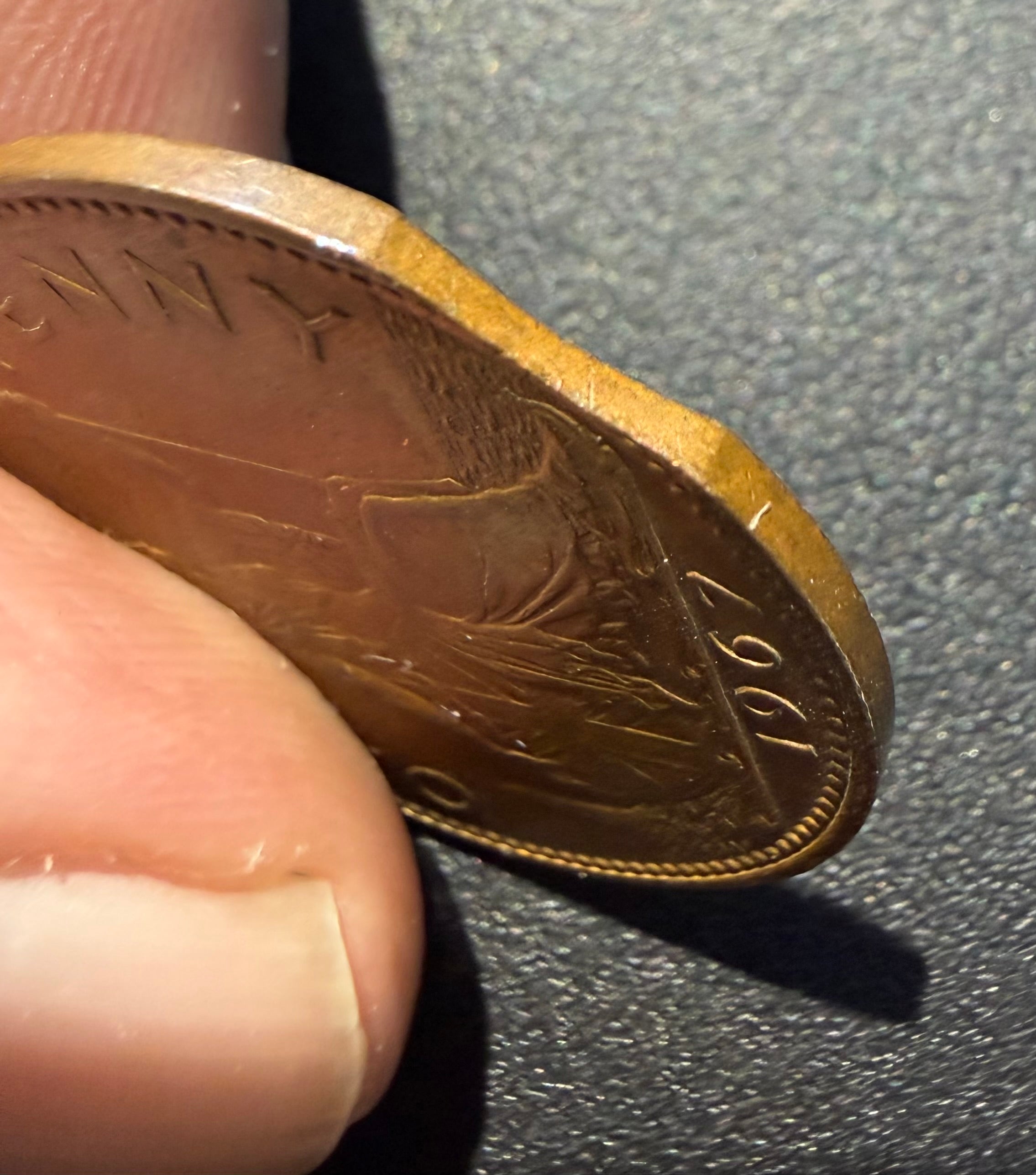 1967 Queen Elizabeth II Pre-Decimal One Penny – Striking Rim Clip