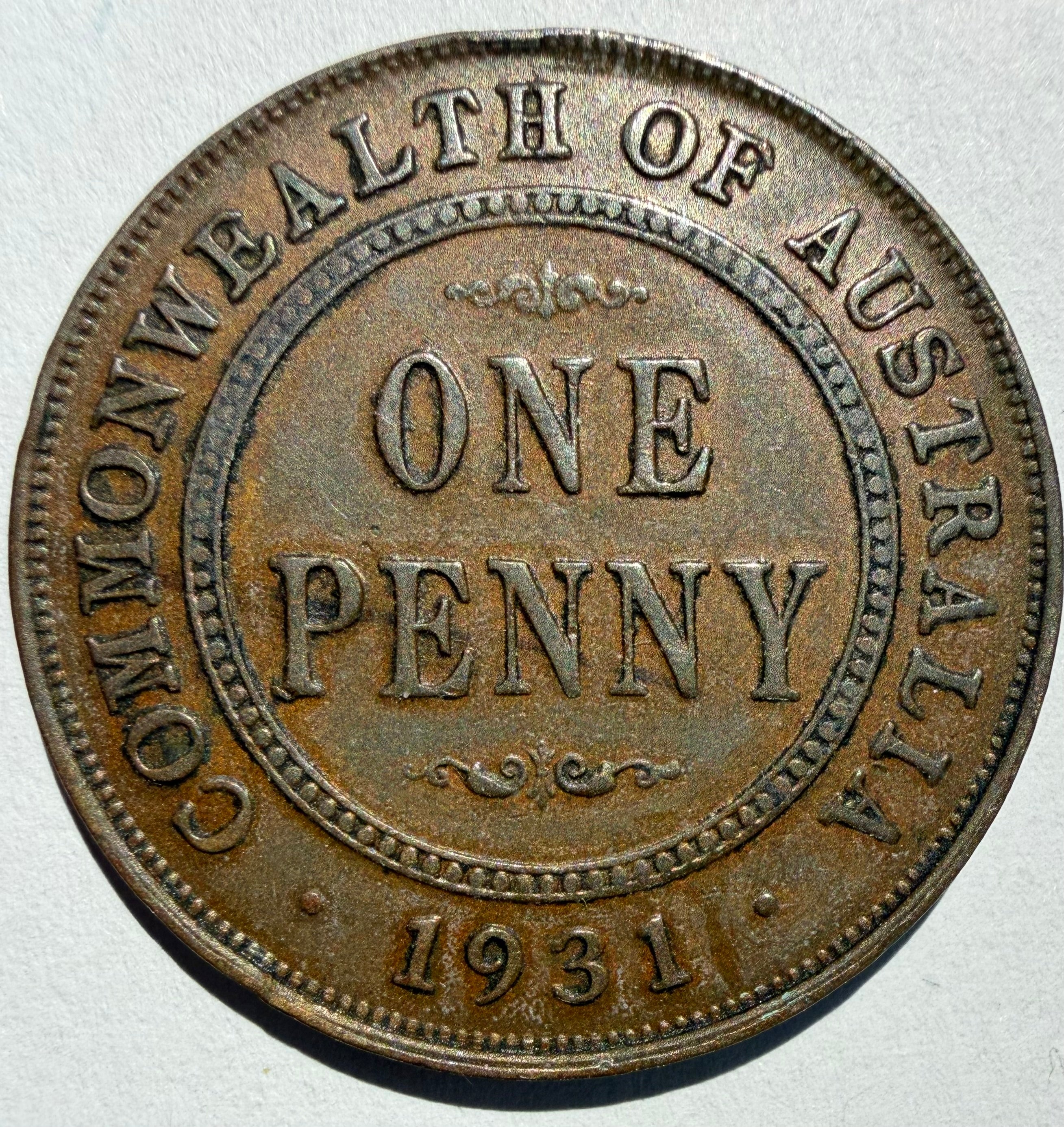 Australia Penny 1931 English aligned