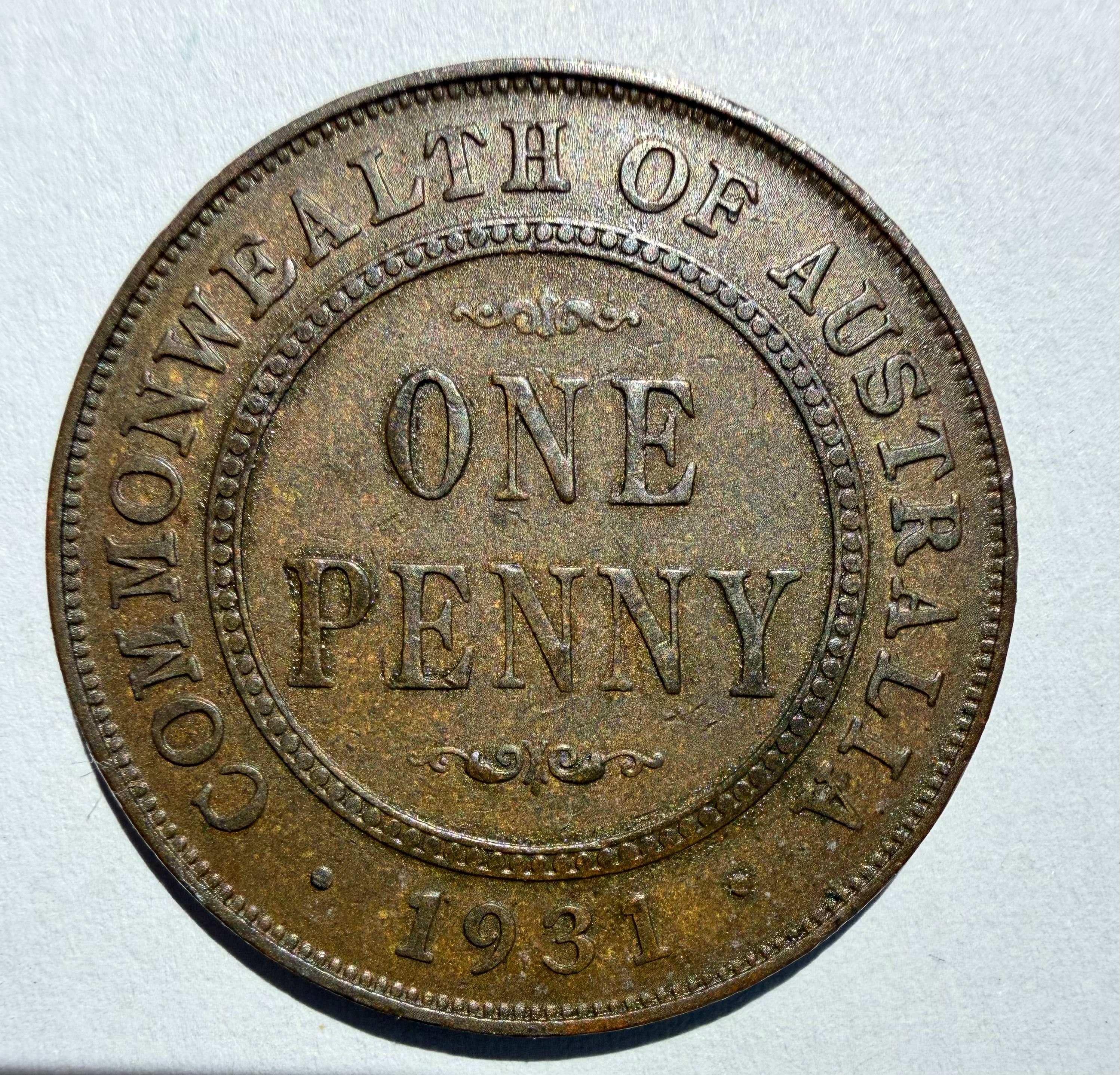 Australia Penny 1931 aligned English
