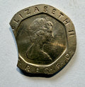 1982 UK 20p Major Curved Clip Mint Error Coin