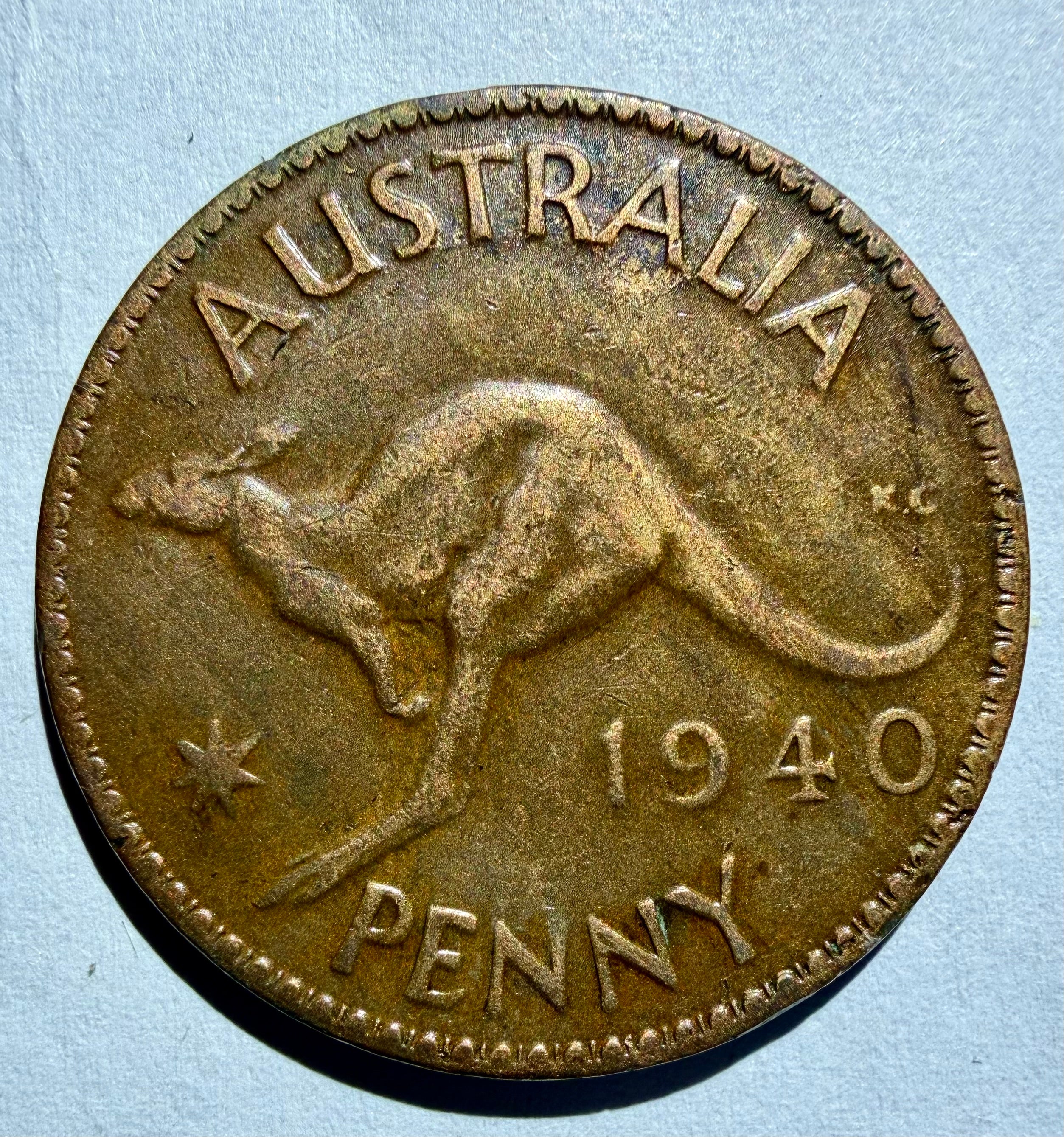 Australia Penny 1940 K.G -dot variety