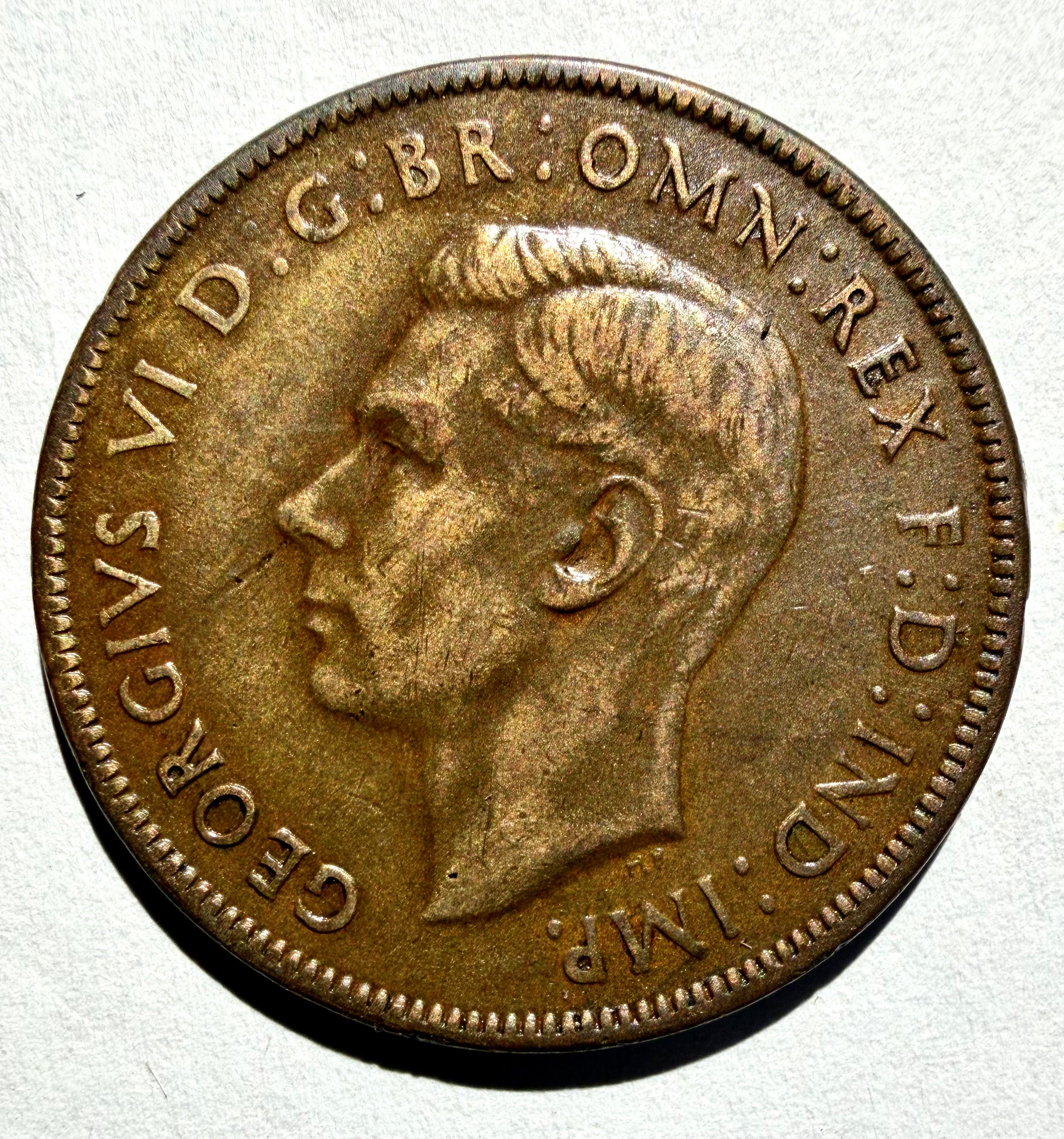 Australia Penny 1940 K.G -dot variety