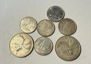 7 Canada coins-5 silver