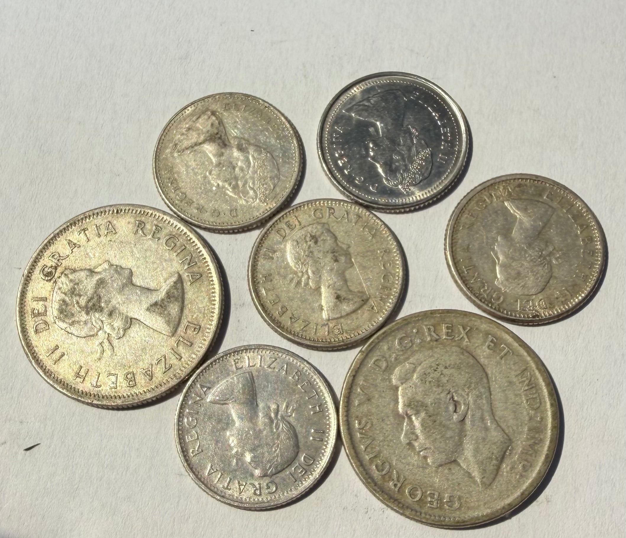 7 Canada coins-5 silver