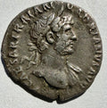 Roman Emperor Hadrian Silver Denarius Coin Salus feeding Serpent Altar - RIC 198