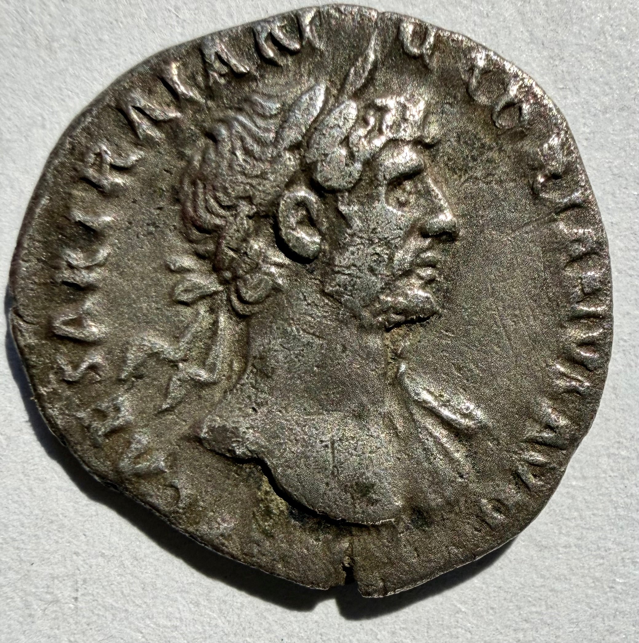 Roman Emperor Hadrian Silver Denarius Coin Salus feeding Serpent Altar - RIC 198
