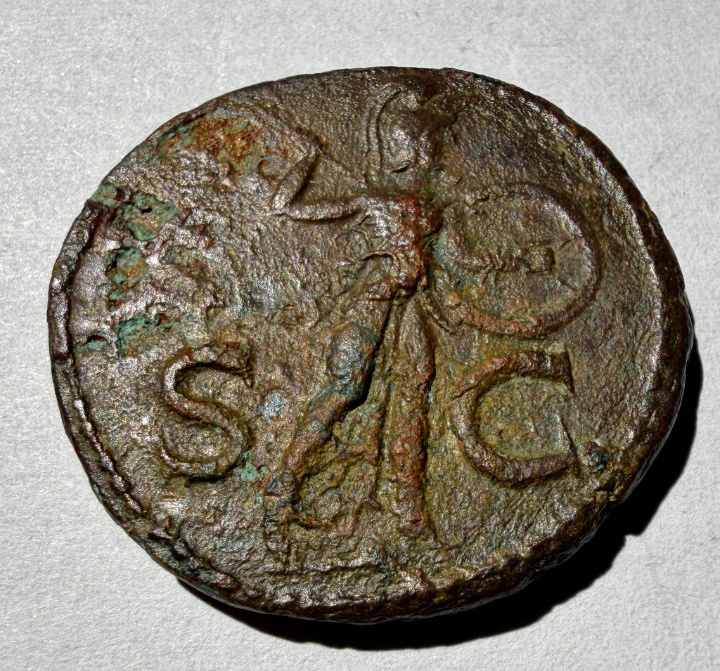 Roman Coin Emperor Claudius AE As Minerva Brandishing Spear RIC 100