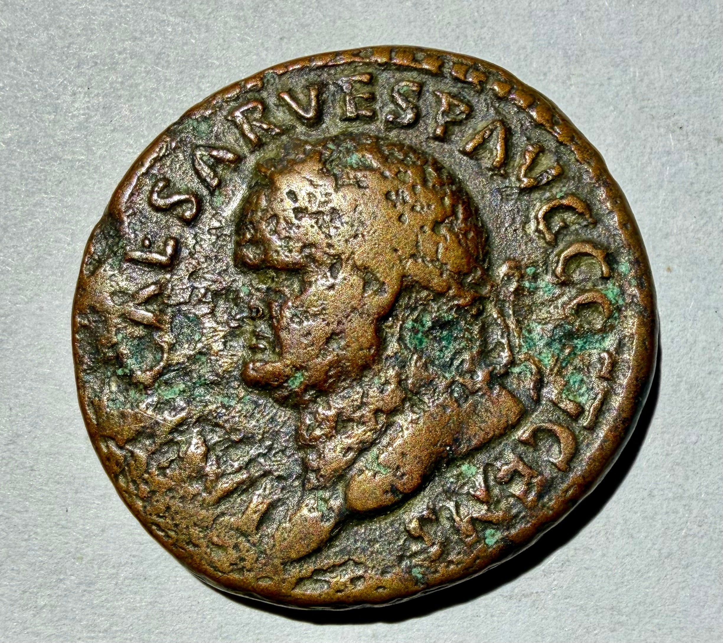 Vespasian Roman Bronze As Coin AD 69-79 Pax Peace standing SC 10.3g 26mm RIC 473