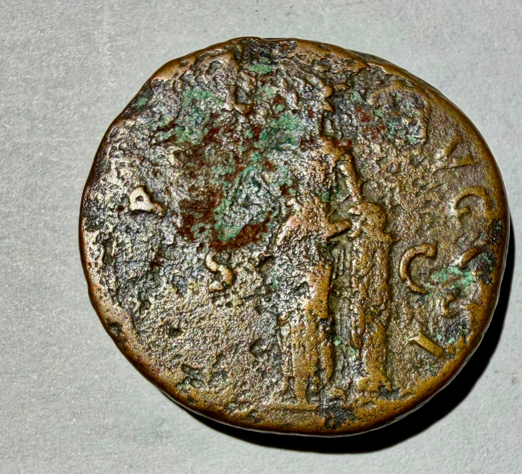 Vespasian Roman Bronze As Coin AD 69-79 Pax Peace standing SC 10.3g 26mm RIC 473