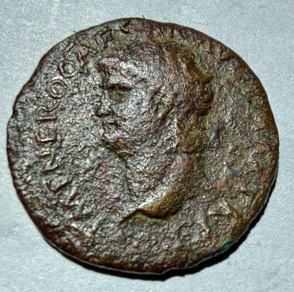 Ancient Roman Coin. Emperor Nero 54-68 AD. Victory Moving Left Bronze AS